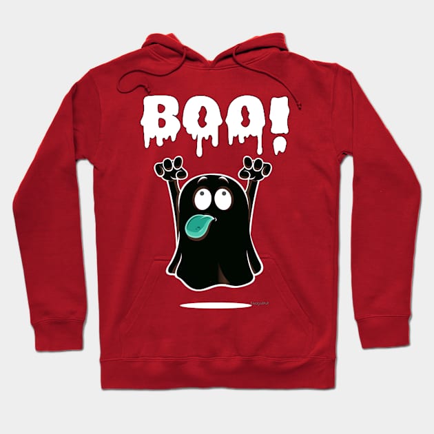 Adorable Ghost with a Playful 'BOO': Halloween Cuteness Unleashed! Hoodie by FortySeven47_Custom_Designs